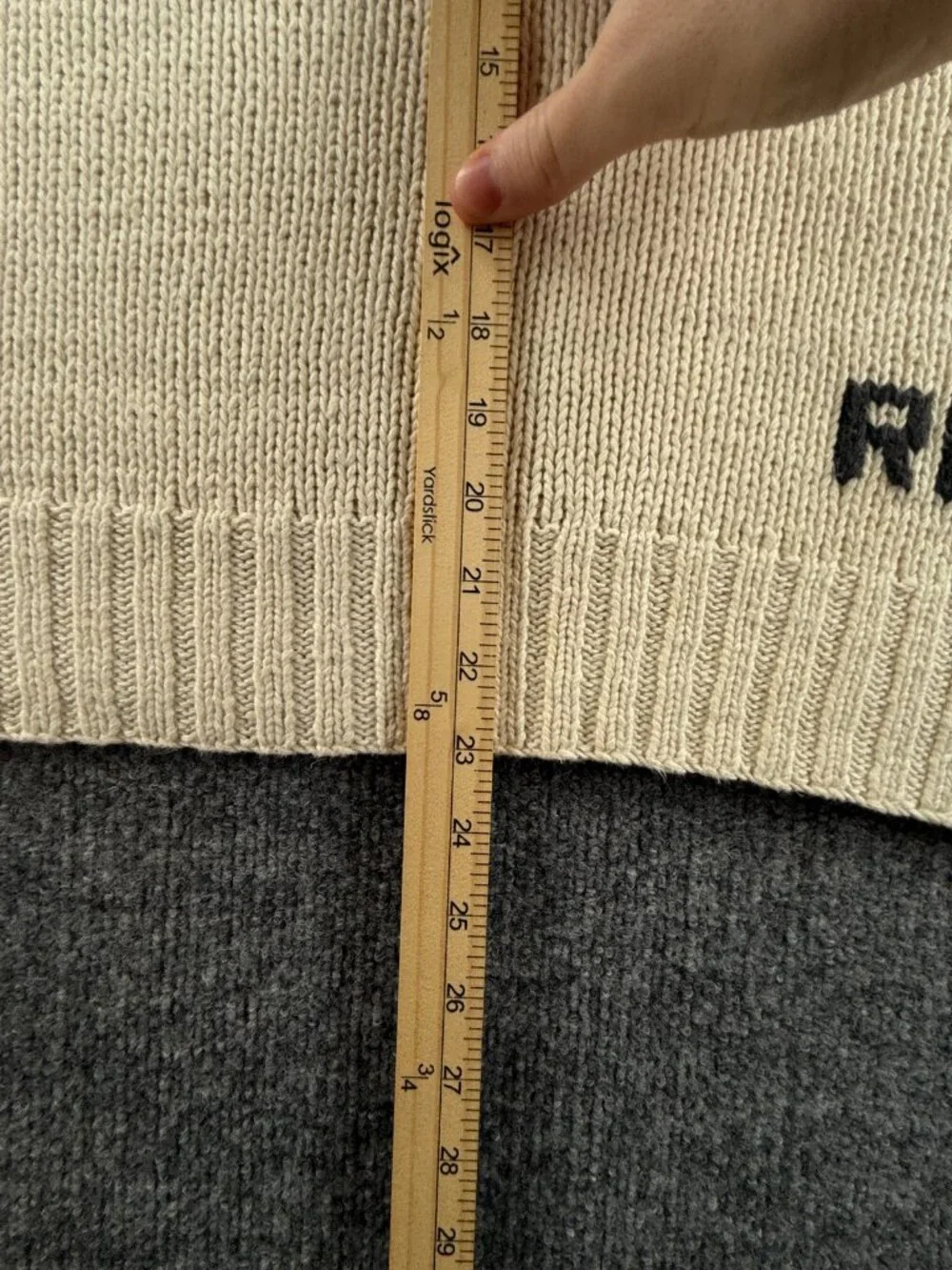 VTG Polo Ralph Lauren Hand Knit Dog RL01 2001 Linen Blend Graphic Large Ivory
